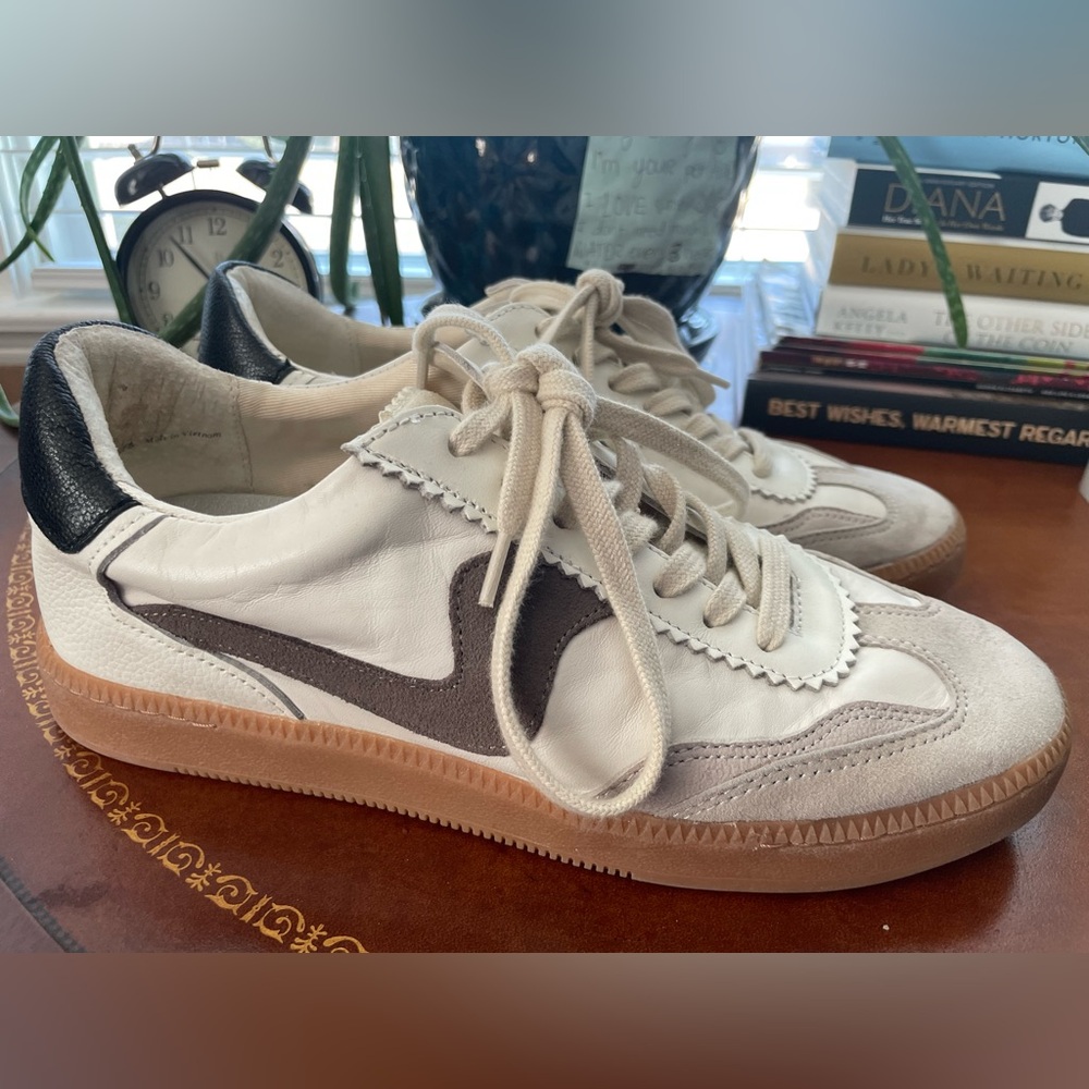 Dolce Vita White and Gray Leather Sneakers